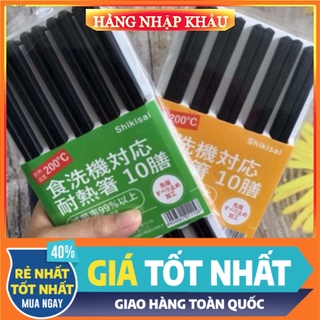 Hộp 10 đôi Đũa Kháng Khuẩn Nhật Bản Shikisai Không cong không vênh, chống trơn trượt