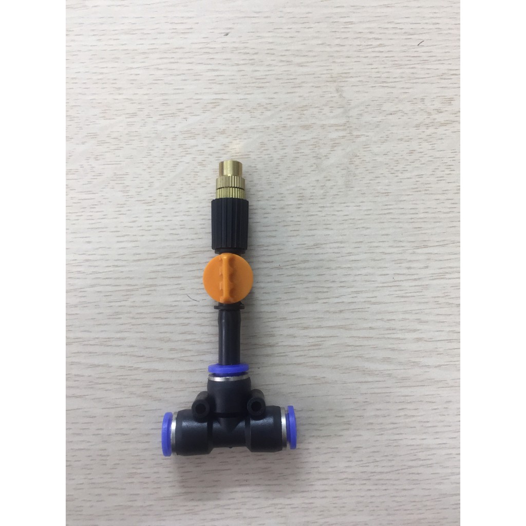 Béc phun sương đơn có khóa kèm T nối nhanh 8,10,12mm