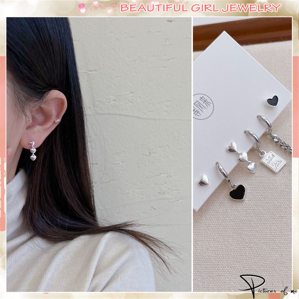 Bộ Sáu Bông Tai Hình Trái Tim Thời Trang Cá Tính Dành Cho Nữ