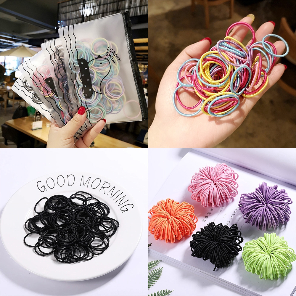 Set 100 Dây Cột Tóc Co Giãn Thời Trang Phong Cách Hàn Quốc Cho Nữ