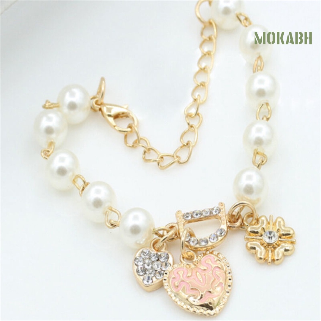 Vòng Tay Chuỗi Hạt Ngọc Trai Đính Mặt Hình Trái Tim Thời Trang Cho Nữ