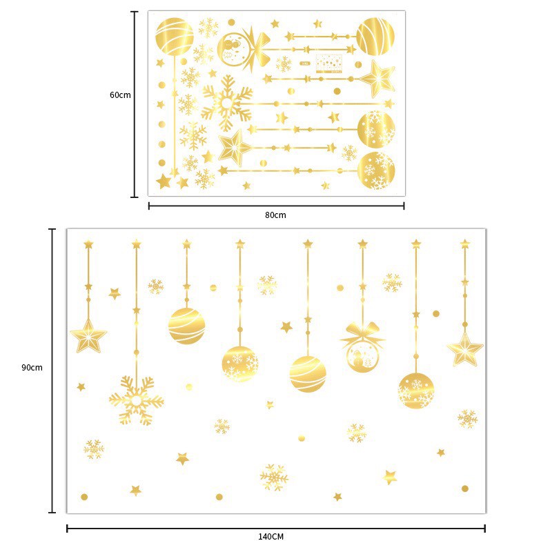 Decal trang trí tường Noel - Rèm trái châu tròn ánh vàng đồng cao cấp