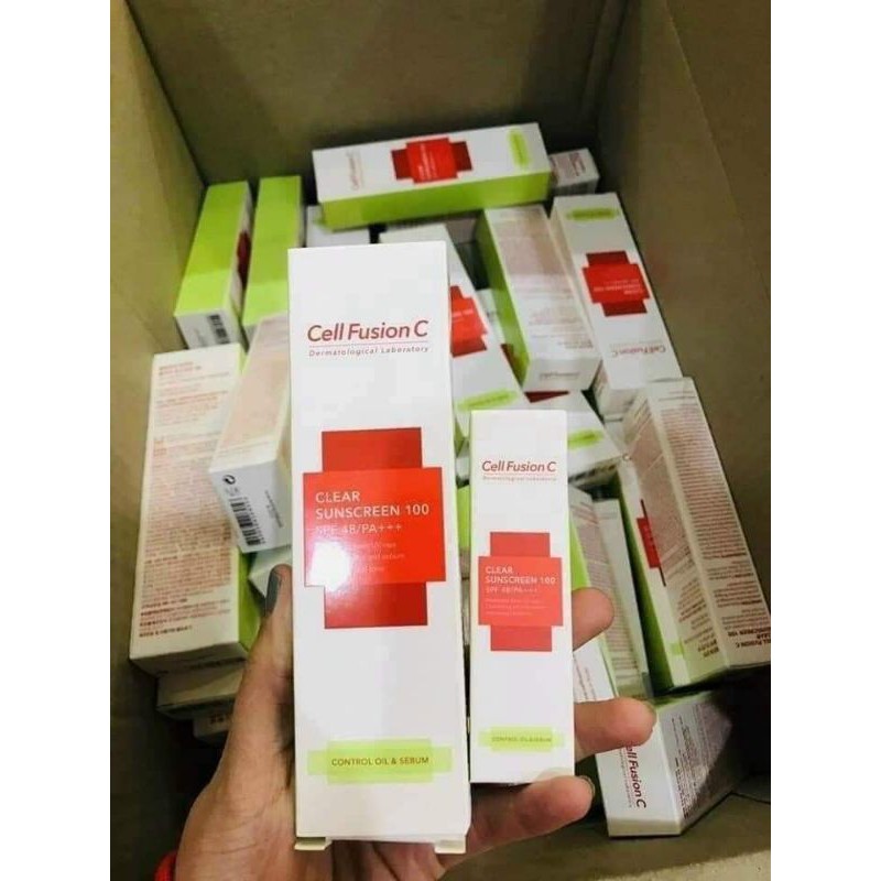 Kem chống nắng dành cho da dầu da mụn da nhạy cảm Cell Fusion C Clear Sunscreen 100 SPF48+PA+++50ml