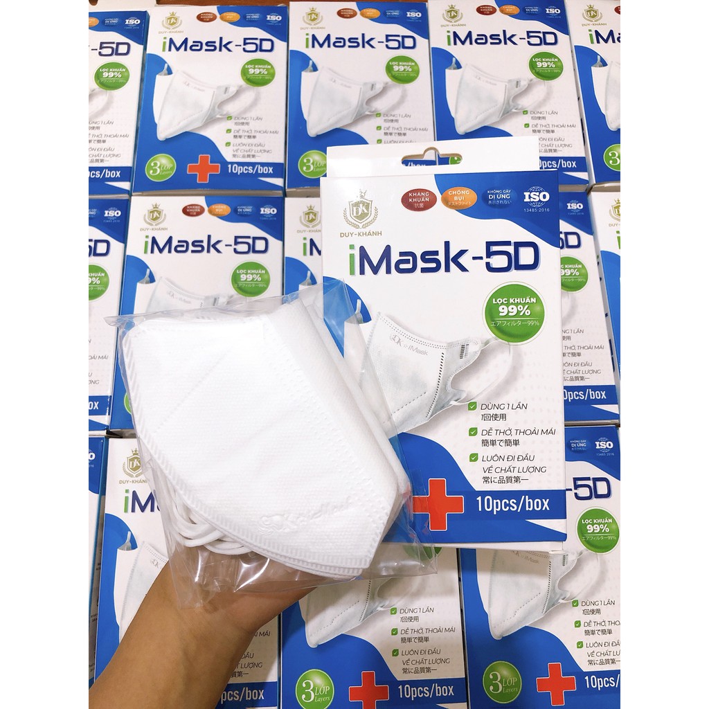 Khẩu trang 5d imask duy khánh kháng khuẩn 3 lớp hộp 10c | BigBuy360 - bigbuy360.vn