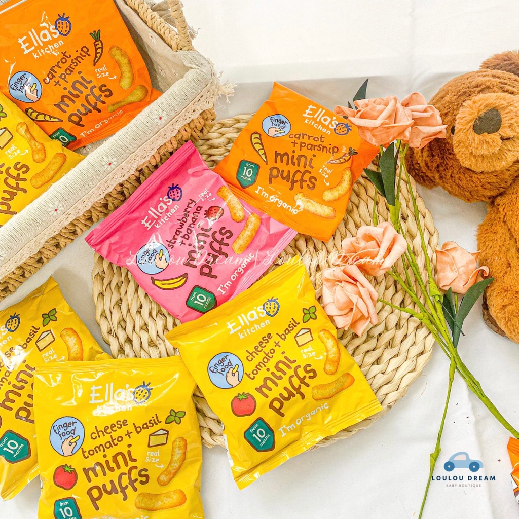 Bánh ăn dặm mini Ella Kitchen Mini Puffs hữu cơ cho bé từ 10 tháng tuổi [BAY AIR]