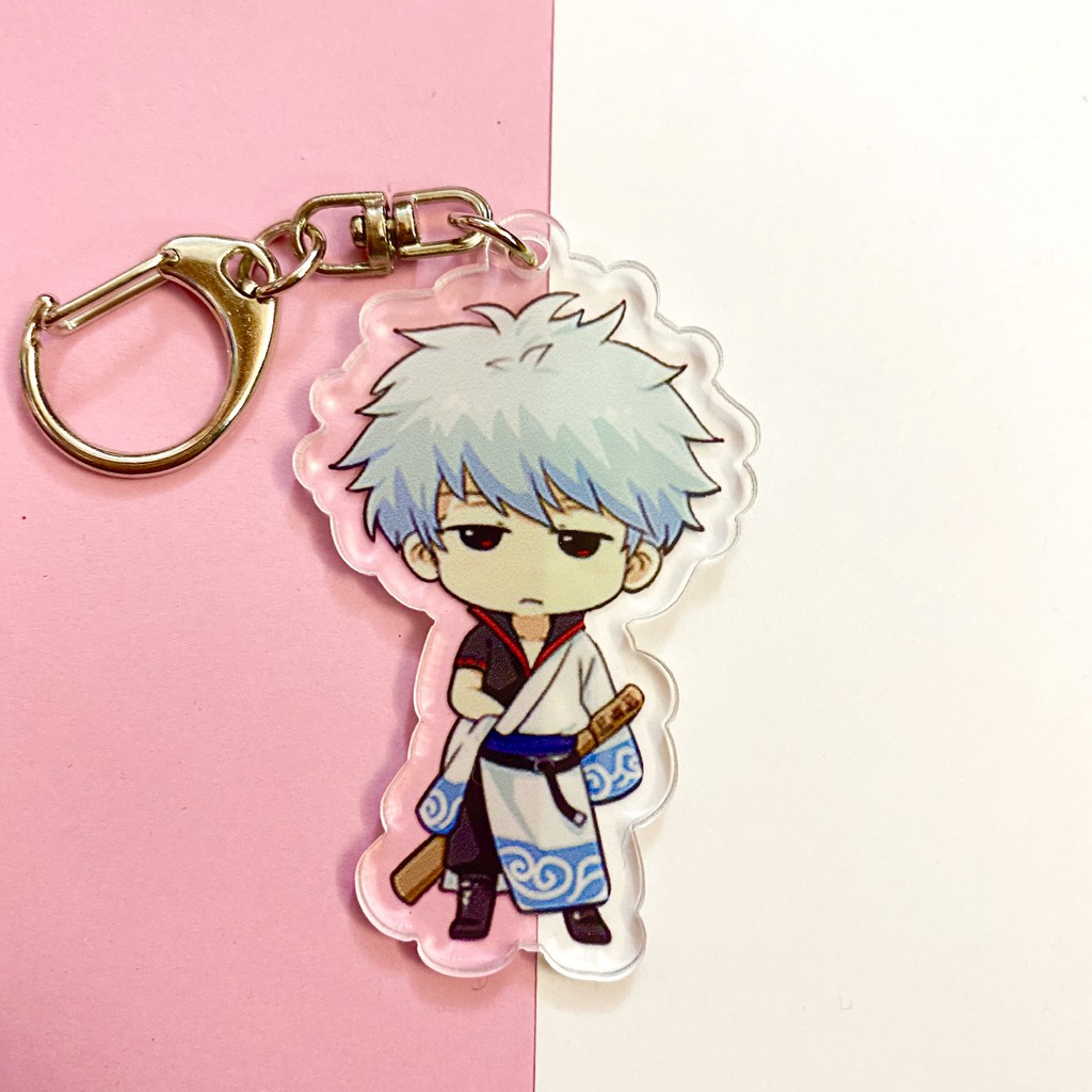 ( Mica trong acrylic ) Móc khóa GINTAMA LINH HỒN BẠC quà tặng xinh xắn dễ thương in hình anime chibi