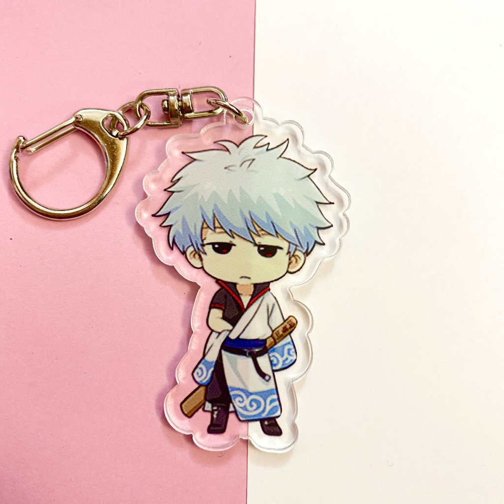 ( Mica trong acrylic ) Móc khóa GINTAMA LINH HỒN BẠC quà tặng xinh xắn dễ thương in hình anime chibi