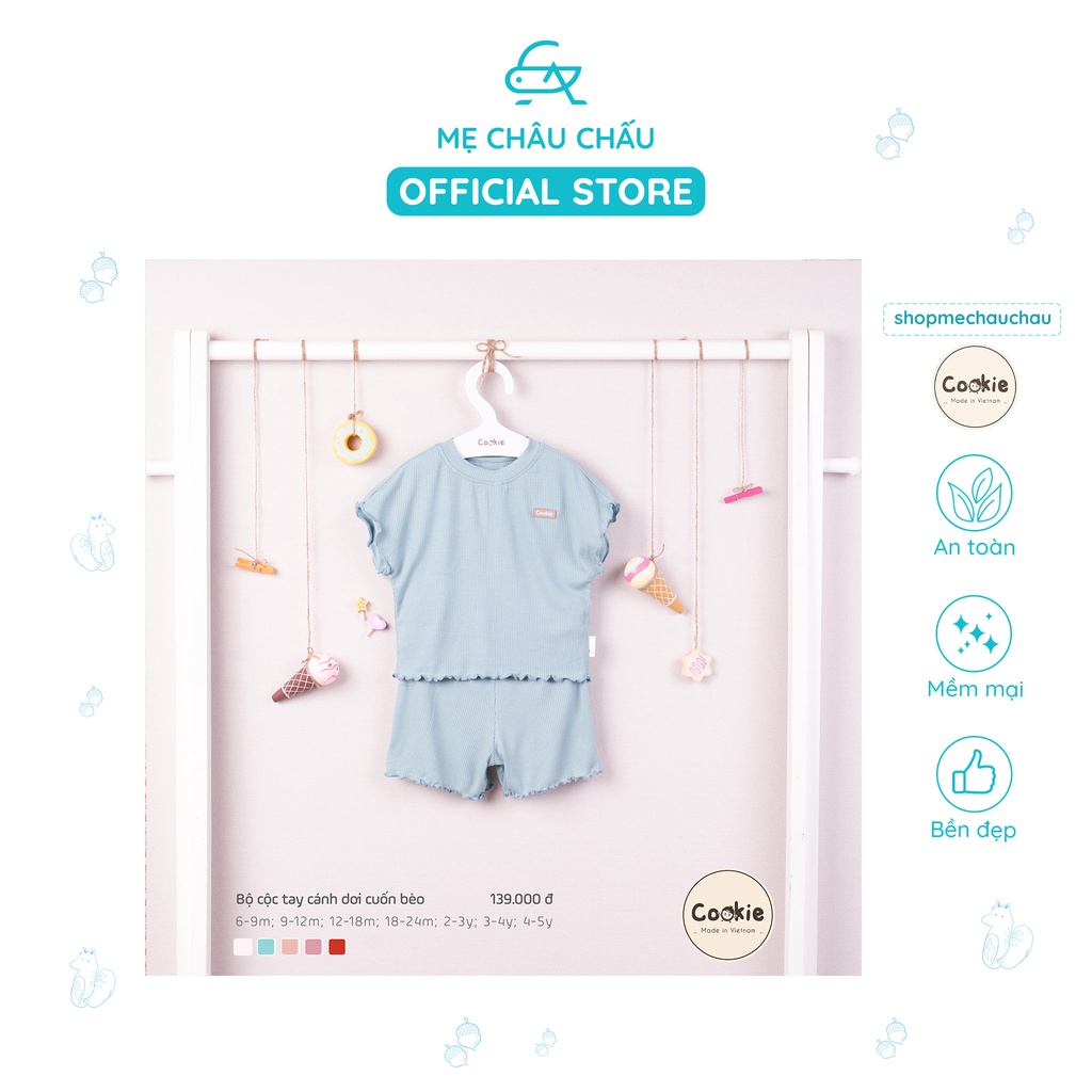Bộ Quần Áo Cộc Tay Cookie Cánh Rơi Cuốn Bèo