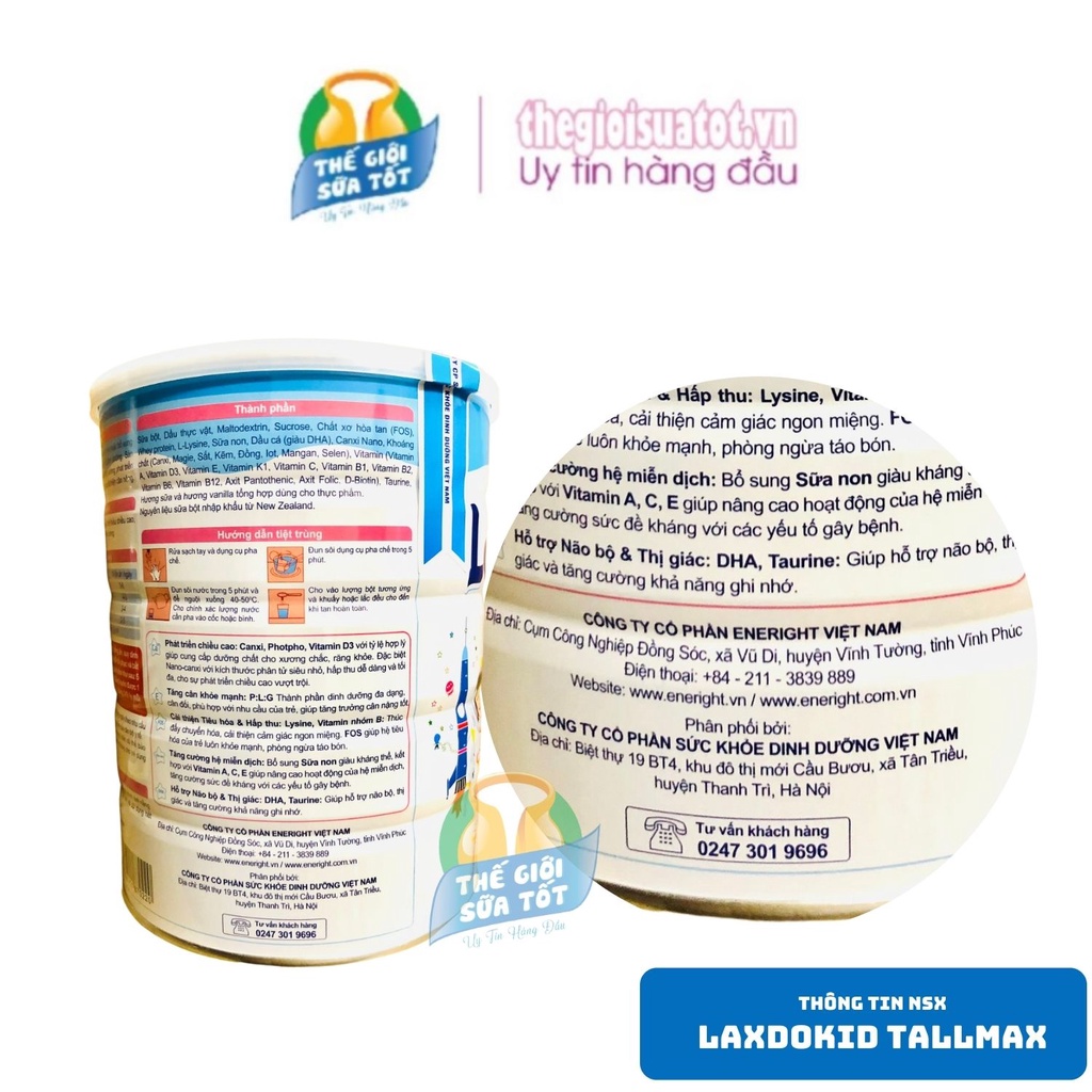 Sữa Laxdokid Tallmax 900g - Giúp phát triển chiều cao cho bé