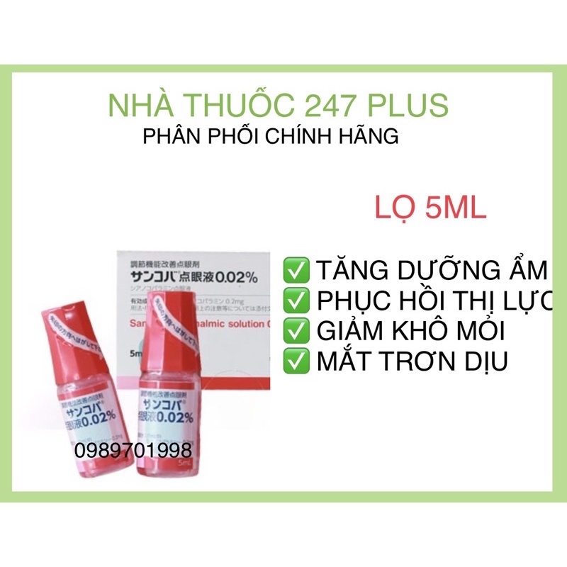 Nhỏ mắt Sancoba Nhật Bản 5ml loại hộp xịn