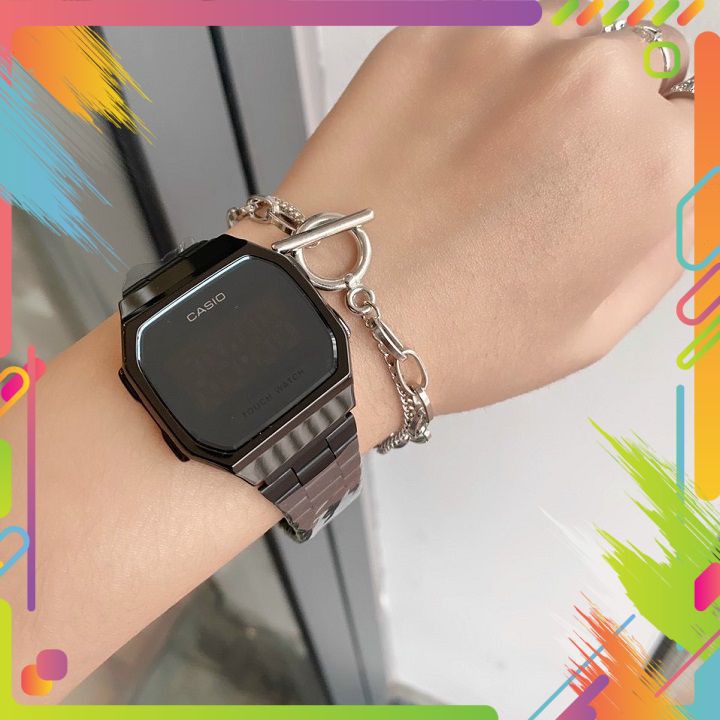 Đồng Hồ Casio Cảm Ứng Unisex 🔥 Ảnh Thật 🔥 A168 Đèn Led, Thép không gỉ, mặt tráng gương, dáng thon gọn sang trọng