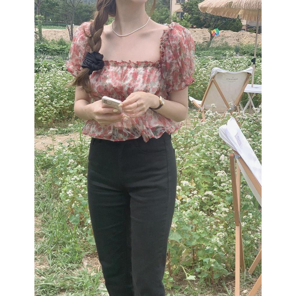 Áo Sơ Mi Ngắn In Họa Tiết 52584 Thời Trang Hàn Quốc