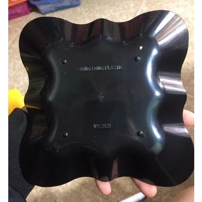 Đĩa nhựa phíp vuông hoa màu đen Thương hiệu Song Long Plastic, Đĩa nhựa đựng thức ăn, đồ tráng miệng,đủ kích cỡ