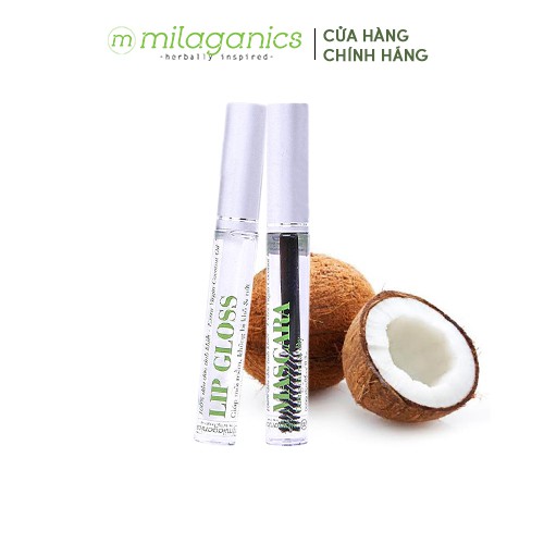 Combo Mascara Dưỡng Mi Dầu Dừa MILAGANICS 5ml + Tinh Chất Dưỡng Môi Lip Gloss MILAGANICS 5ml