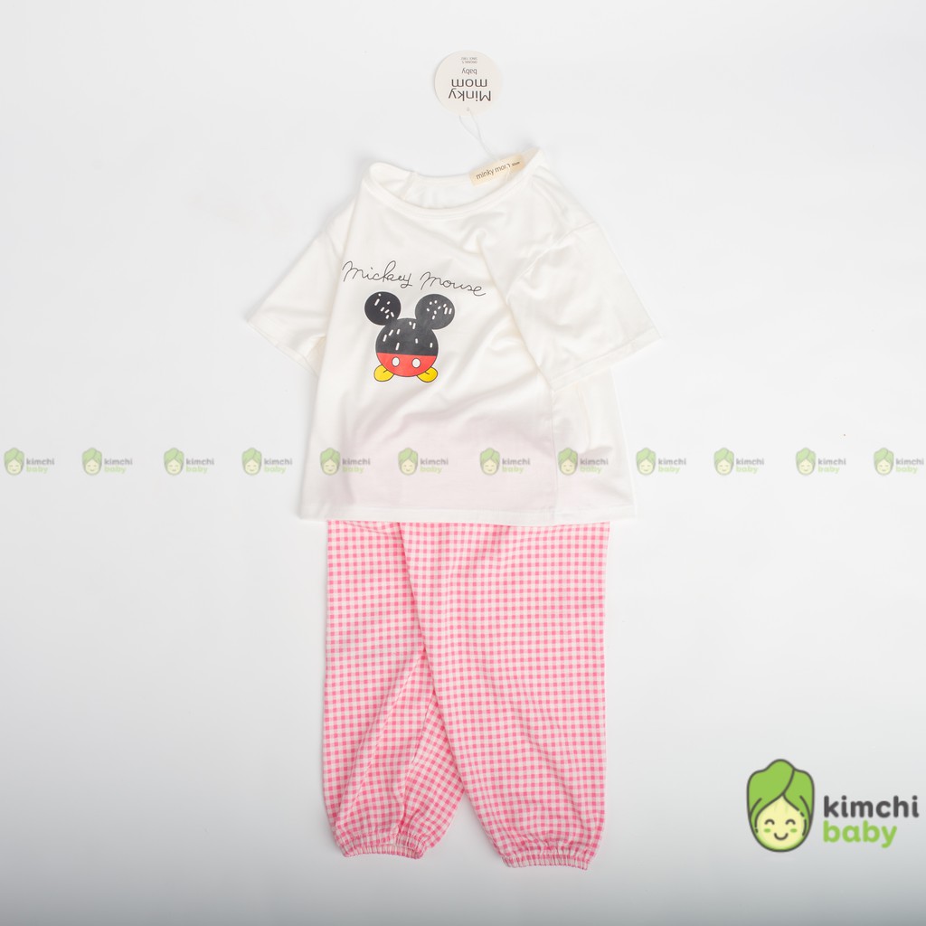 Đồ Bộ Alibaba Bé Trai, Bé Gái Minky Mom Vải Thun Lạnh Hoạ Tiết Mickey Quần Sọc, Bộ Dài Tay Cho Bé Mặc Thu Đông MKMTD2134