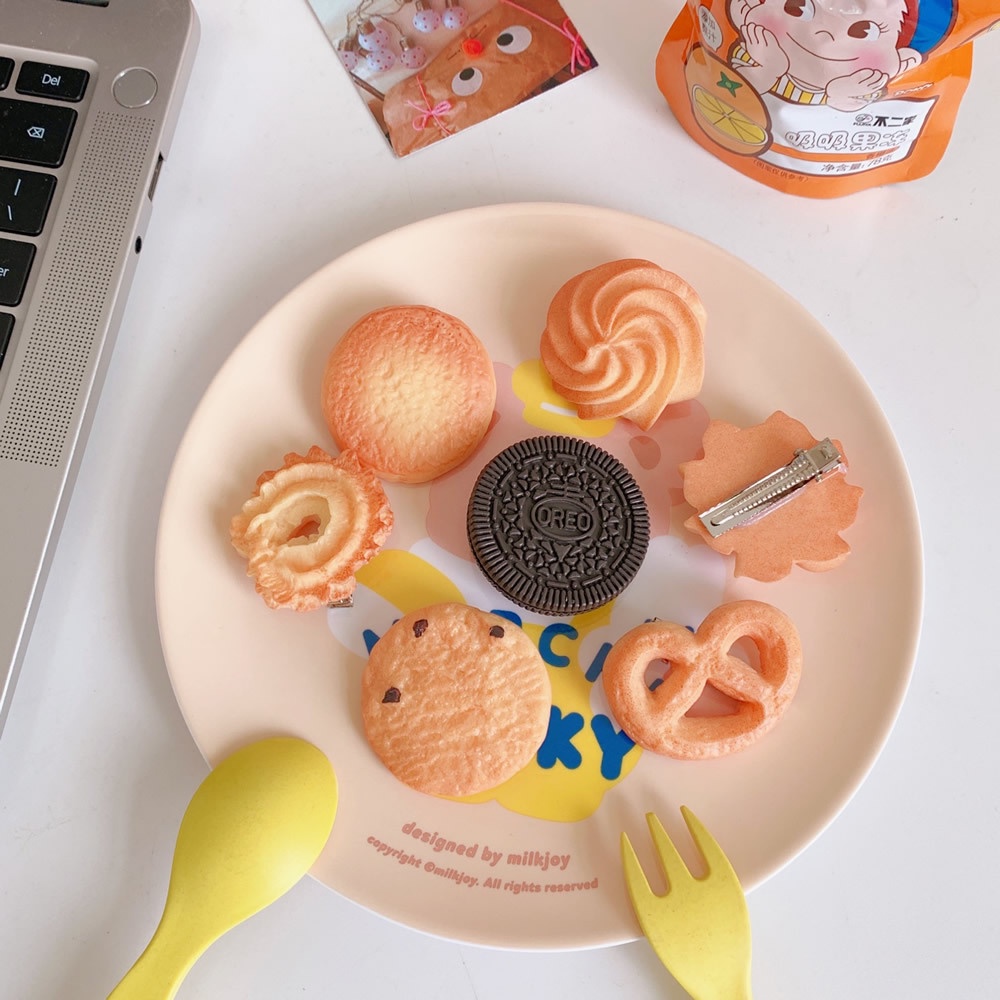 Kẹp tóc hình bánh quy hoạt hình sáng tạo vui nhộn cho nữ