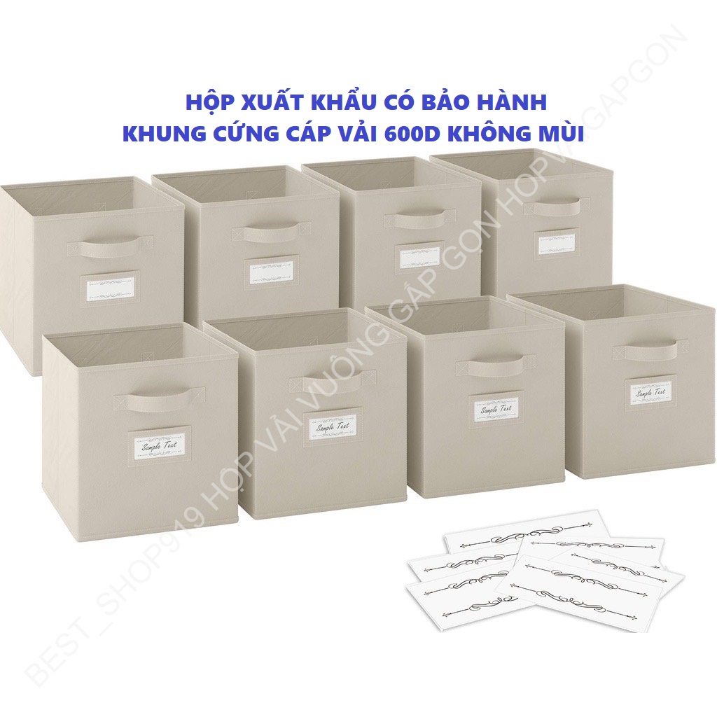 Hộp Vải Đựng Tài Liệu Hồ Sơ Văn Phòng Thùng Đựng Đồ Đa Năng Hình Vuông Gấp Gọn Có TAG Ghi Chú Và Quai Xách Bằng Vải Sịn