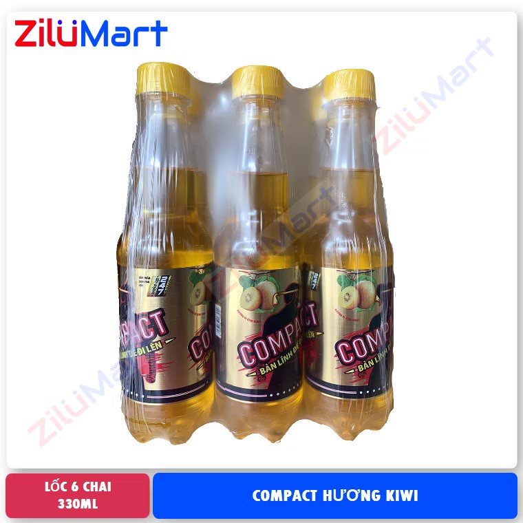 Lốc 6 chai nước tăng lực Compact vị kiwi loại 330ml