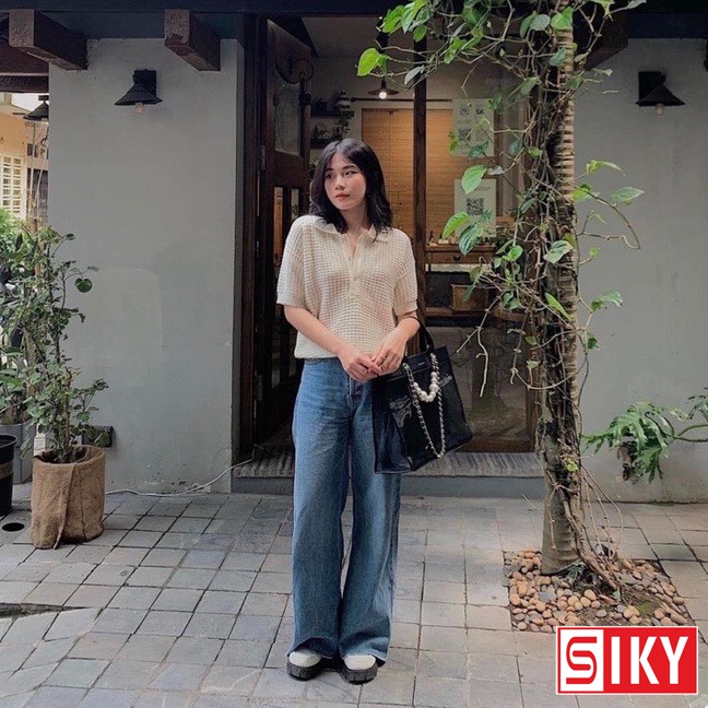 Áo lưới nữ SLIKY cổ polo 2 màu siêu xinh-APL01