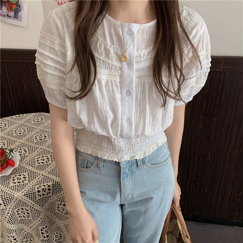 SUXI Áo Croptop Tay Ngắn Phong Cách Hàn Quốc Cho Nữ