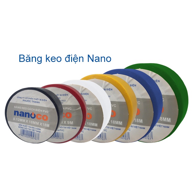 Băng keo cách điện Nanoco 1 cây 10 cuộn, 1 cuộn 9m 18m