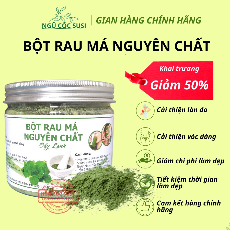 Bột Rau Má Sấy lạnh, Nguyên chất ❤️𝑭𝒓𝒆𝒆𝒔𝒉𝒊𝒑❤️ Bột Rau Má xấy lạnh tự nhiên loại 150g