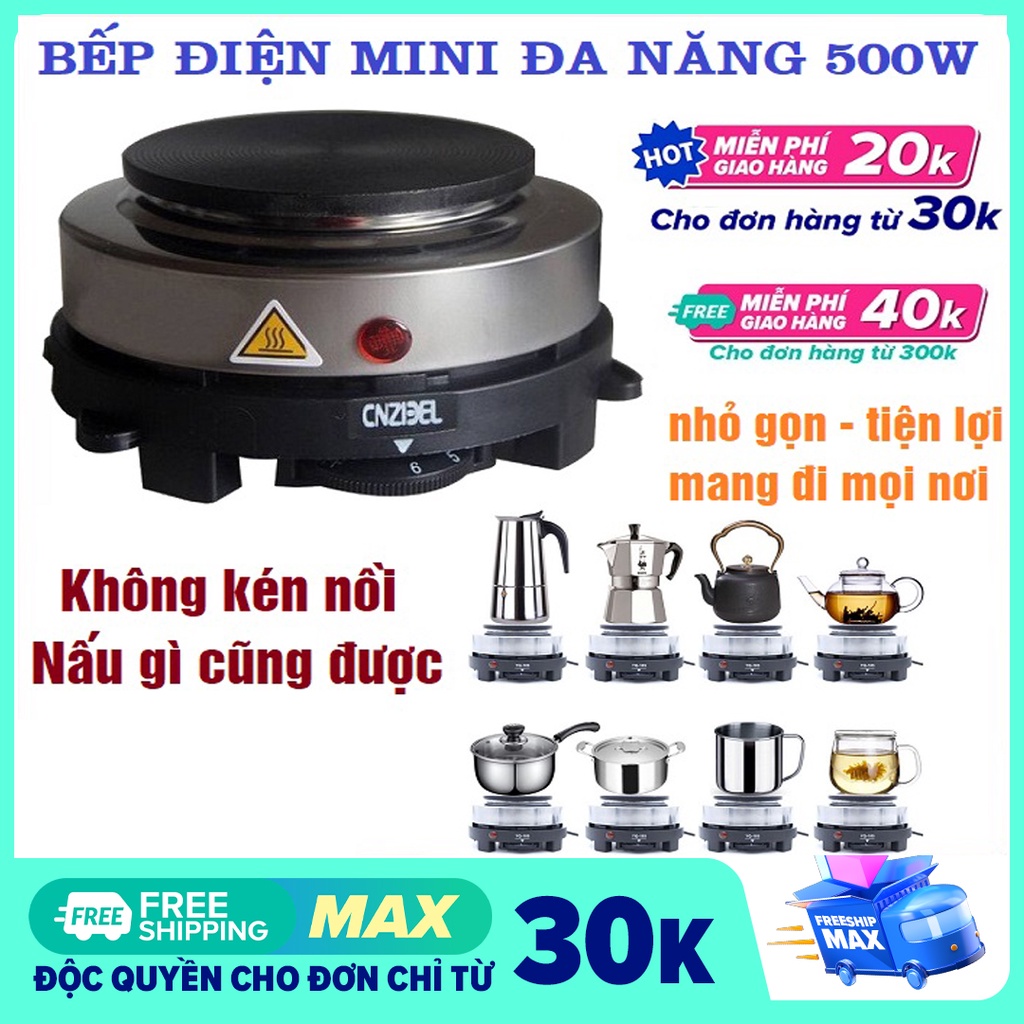 Bếp điện mini 500W, Bếp từ đơn mini đa năng siêu tiện lợi dùng để đun sôi cà phê và hâm thức ăn