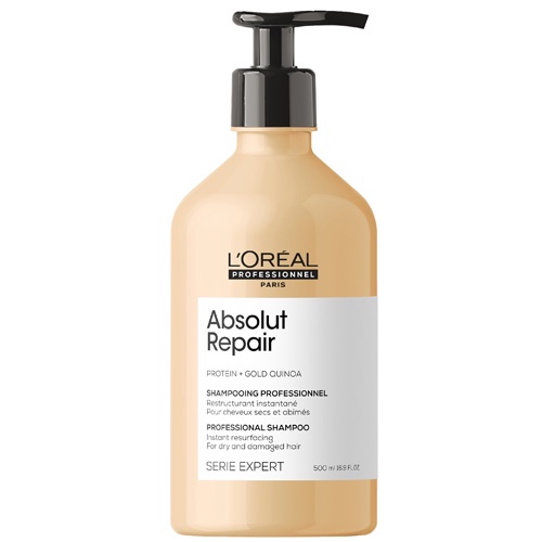 Dầu gội phục hồi tóc hư tổn L'OREAL SERIE EXPERT GOLD QUINOA + PROTEIN ABSOLUT REPAIR SHAMPOO