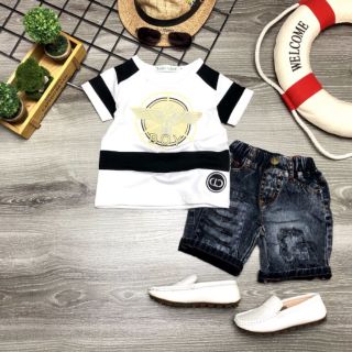 Sỉ set bộ jean áo pull bé trai đại bàng