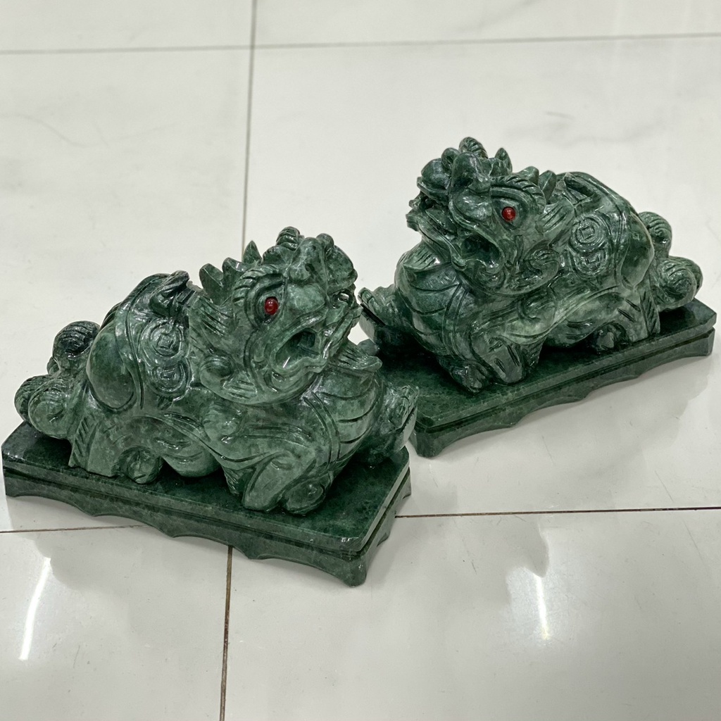 Tỳ Hưu Phong Thủy , Cặp Tỳ Hưu Đá Tự Nhiên 100% - Dài 15cm