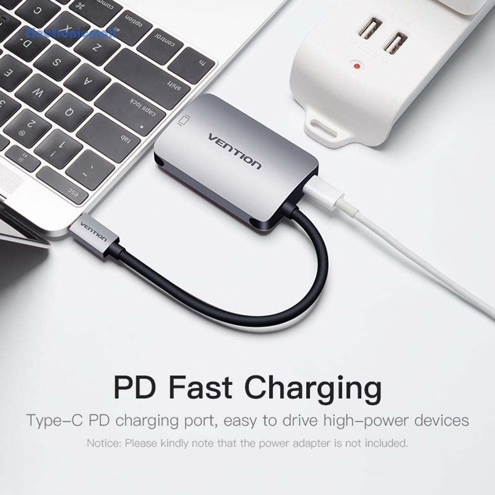 VENTION Cáp Chuyển Đổi Usb-C Hub Type-C Sang Hdmi2.0 Vga Pd Type-C Cho Macbook Chromebook