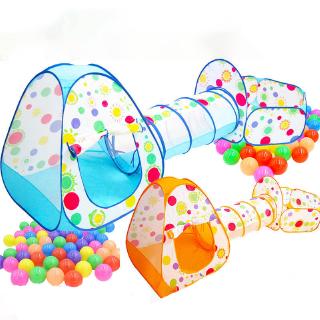 3 In 1 Kids Tent Set Of Basketball Pool Crawling Tunnel Tent House Game Room For Baby Indoor Toys Set