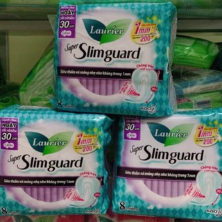 Băng vệ sinh Laurier Super Slimguard cao cấp 30cm có cánh bịch 8 miếng