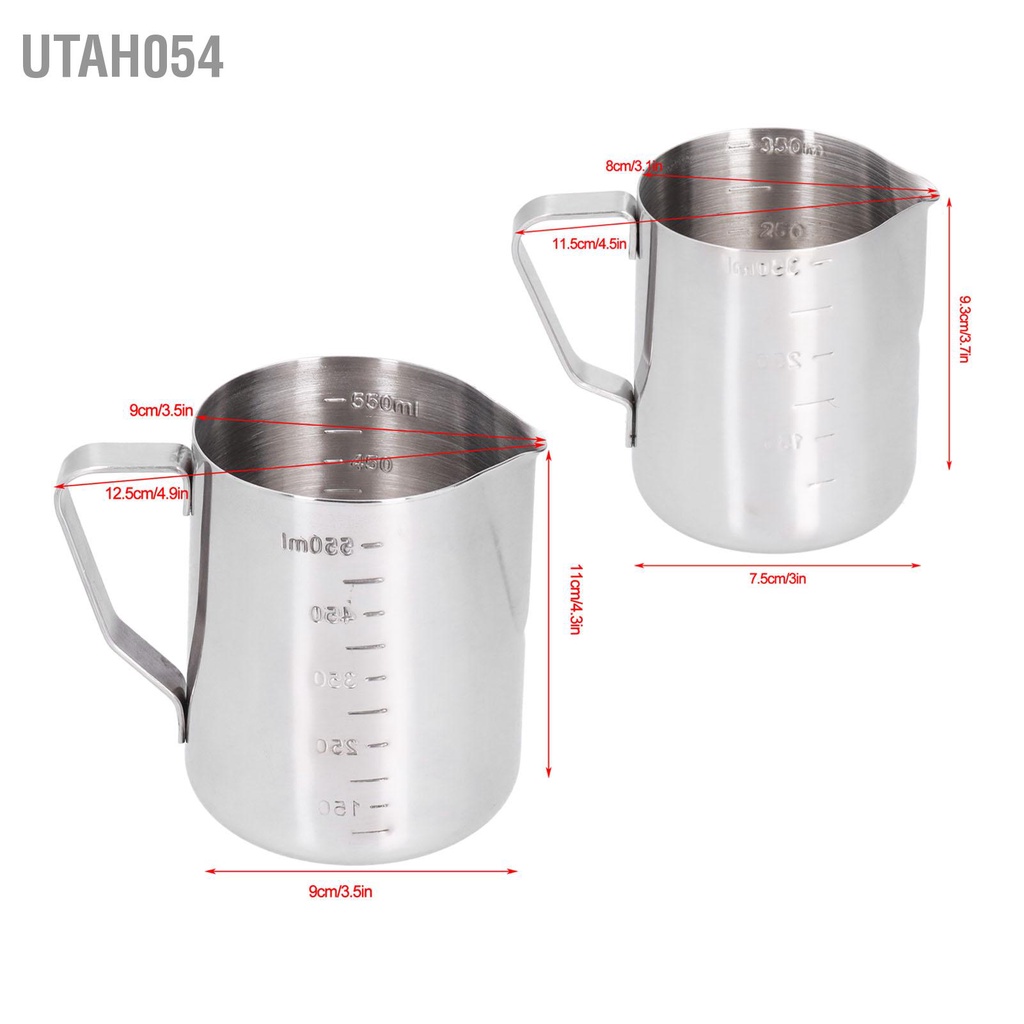 Utah054 Bình sữa đánh bọt pha cà phê bằng thép không gỉ với cân đo cho quán tiệc tại nhà