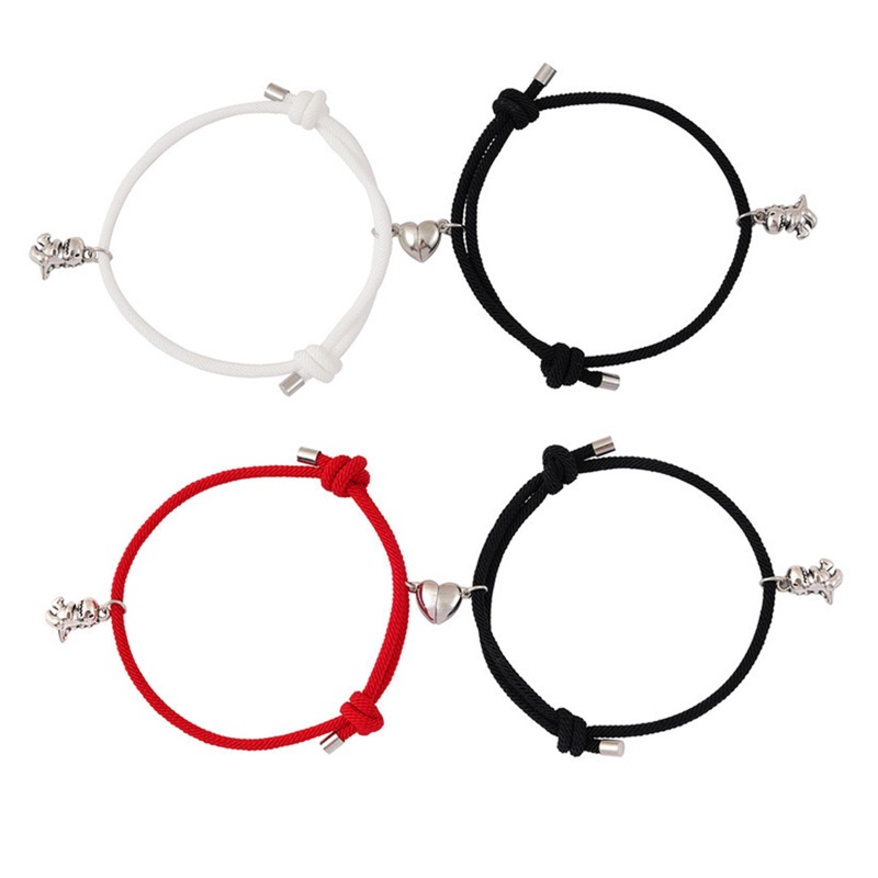 Set 2 Vòng Tay Hạt Đá Từ Tính Hình Khủng Long Sáng Tạo Cho Cặp Đôi