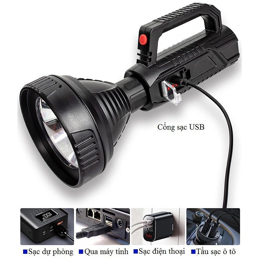 [Freeship] Đèn Pin Cầm Tay Cỡ Lớn BK-788 Siêu Sáng 3 Chế Độ Sáng Chiếu Xa Chống Thấm Nước, Sạc Tích Điện Dùng 5 - 6 Giờ