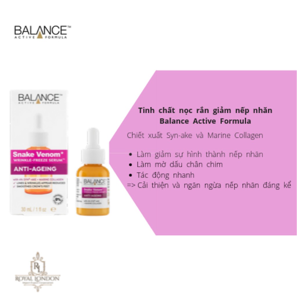 [Đại Lý Balance] Serum Chống Lão Hóa và Ngăn Ngừa Nếp Nhăn Tinh Chất Nọc Rắn - Serum Balance Snake Venom 30ml