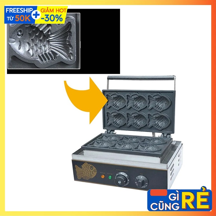 Máy Nướng Bánh Cá, Máy Làm Bánh Cá 6 Con [ Chính Hãng Taiyaki ] Công Nghiệp