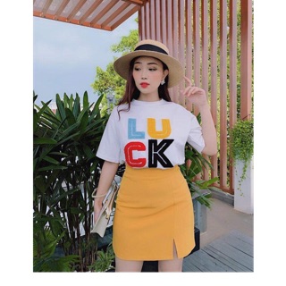 Bán sỉ set chân váy áo phông vàng hot hit