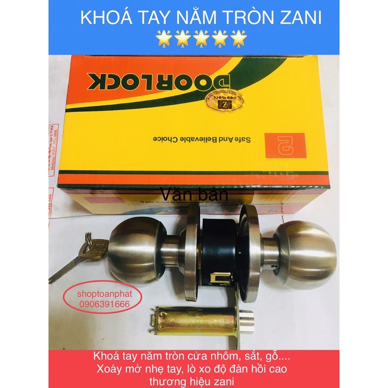 Khoá cửa tay nắm tròn zaini hộp vàng | cò khoá (bán lẻ)