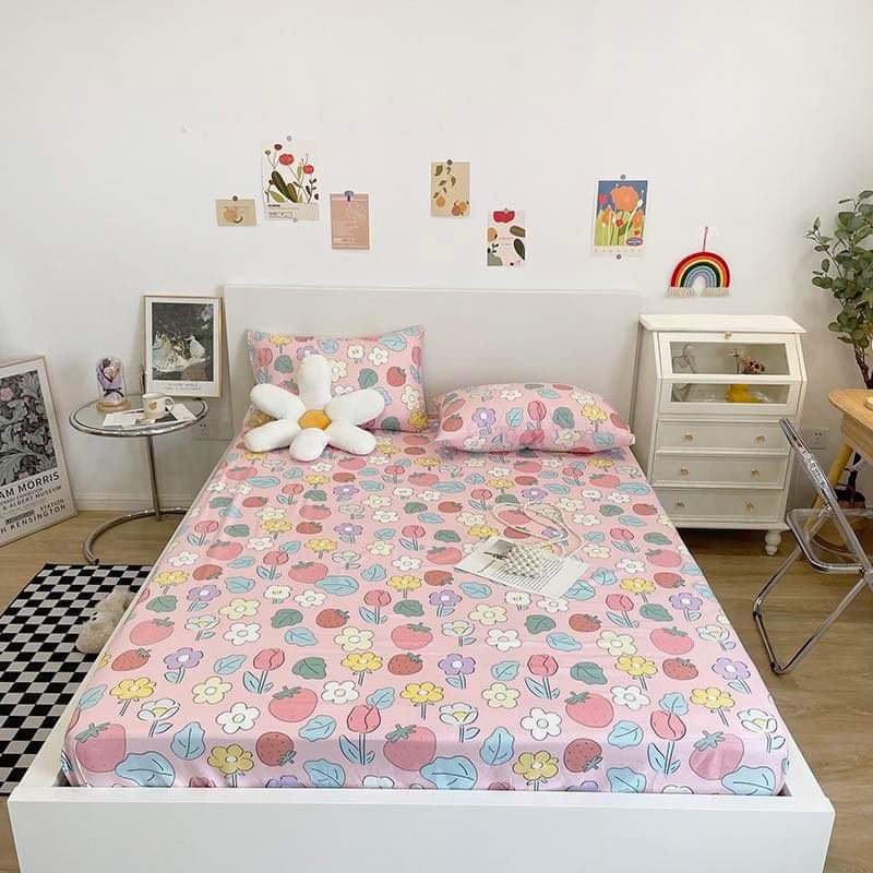Bộ Ga Gối 3 Món 1m4x2m,vải cotton poly mẫu mới 2022,sale thanh lý-mẫu thỏ tai cụp
