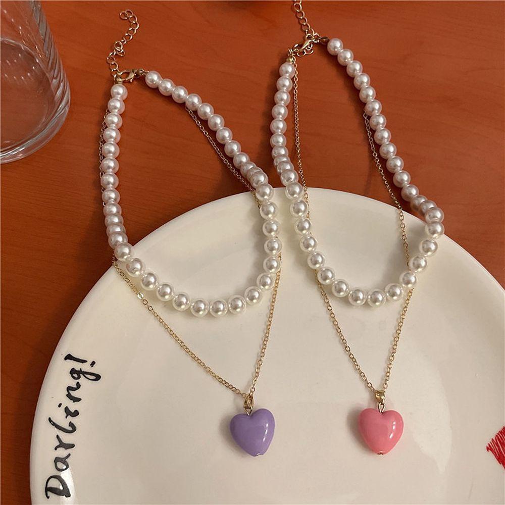 ANEMONE Vòng cổ Hai Lớp Mặt Trái Tim