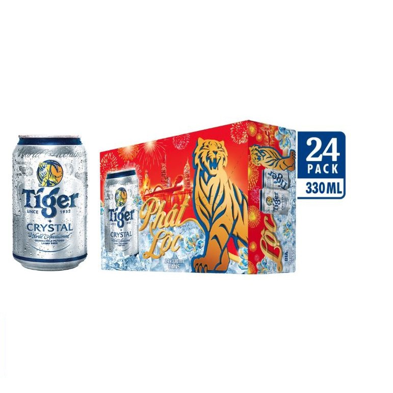 Thùng Bia Tiger Bạc Crystal 24 Lon 330ml