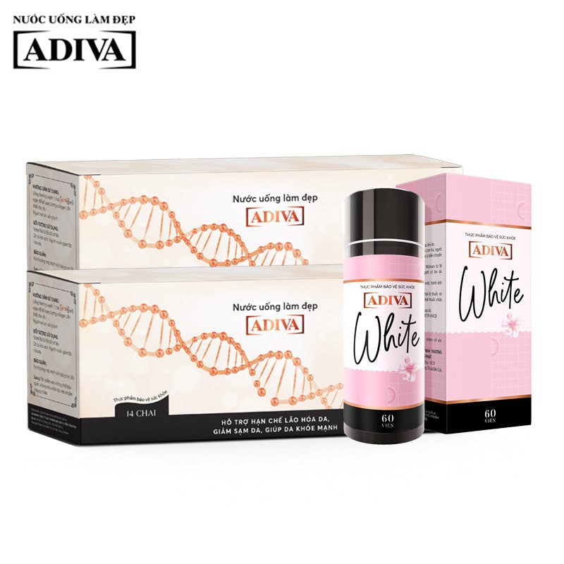 Combo 2 Collagen Adiva 14chai x 30ml, và 1 White Adiva 60 viên/hộp