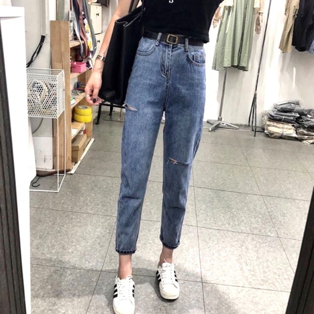 [Size Đại 30~36] Quần Baggy Boyfriend Bigsize Nữ - PHOM TO DÀI - Dành Cho Bạn Dáng Quả Táo- Cắt Rách Hông Đùi- MẪU CHUẨN | BigBuy360 - bigbuy360.vn