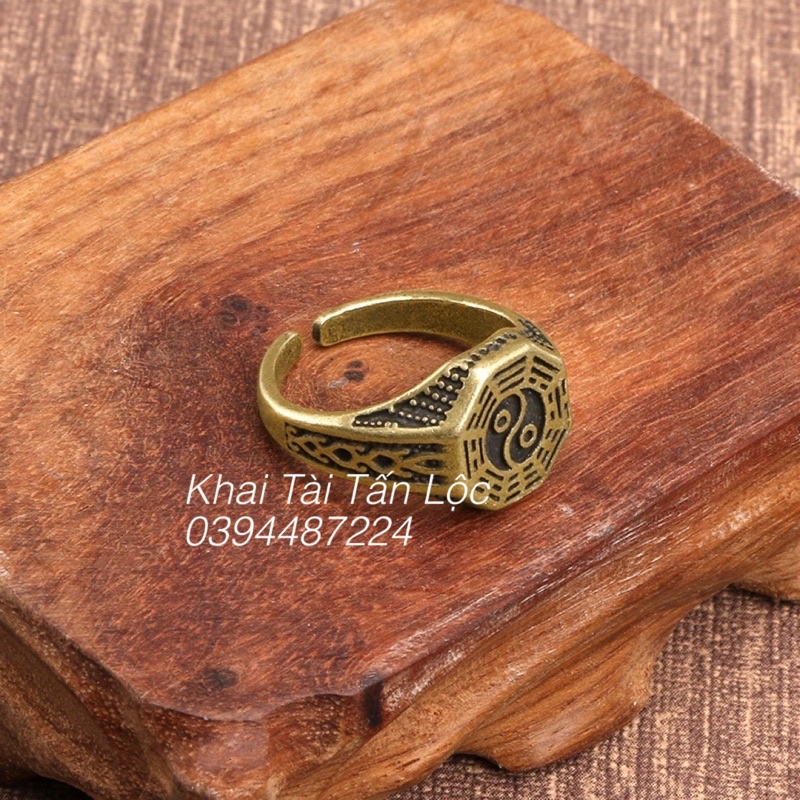 Nhẫn nam khắc bát quái và thái cực âm dương bằng đồng