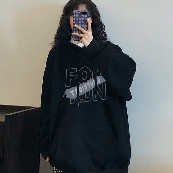 Áo Hoodie Dáng Rộng Không Viền Lót Lông Cừu Thời Trang Mùa Đông Hàn Quốc Cho Nữ