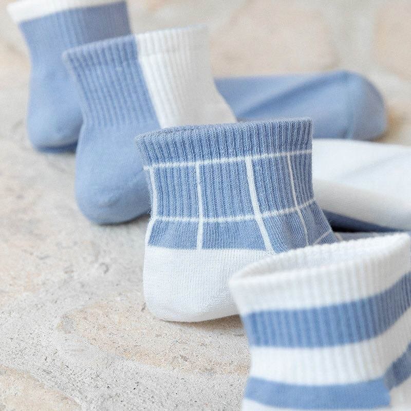 Tất vớ nữ cổ ngắn họa tiết cute dễ thương tone blue chất liệu cotton thoáng khí thời trang Hàn Quốc - Only Store