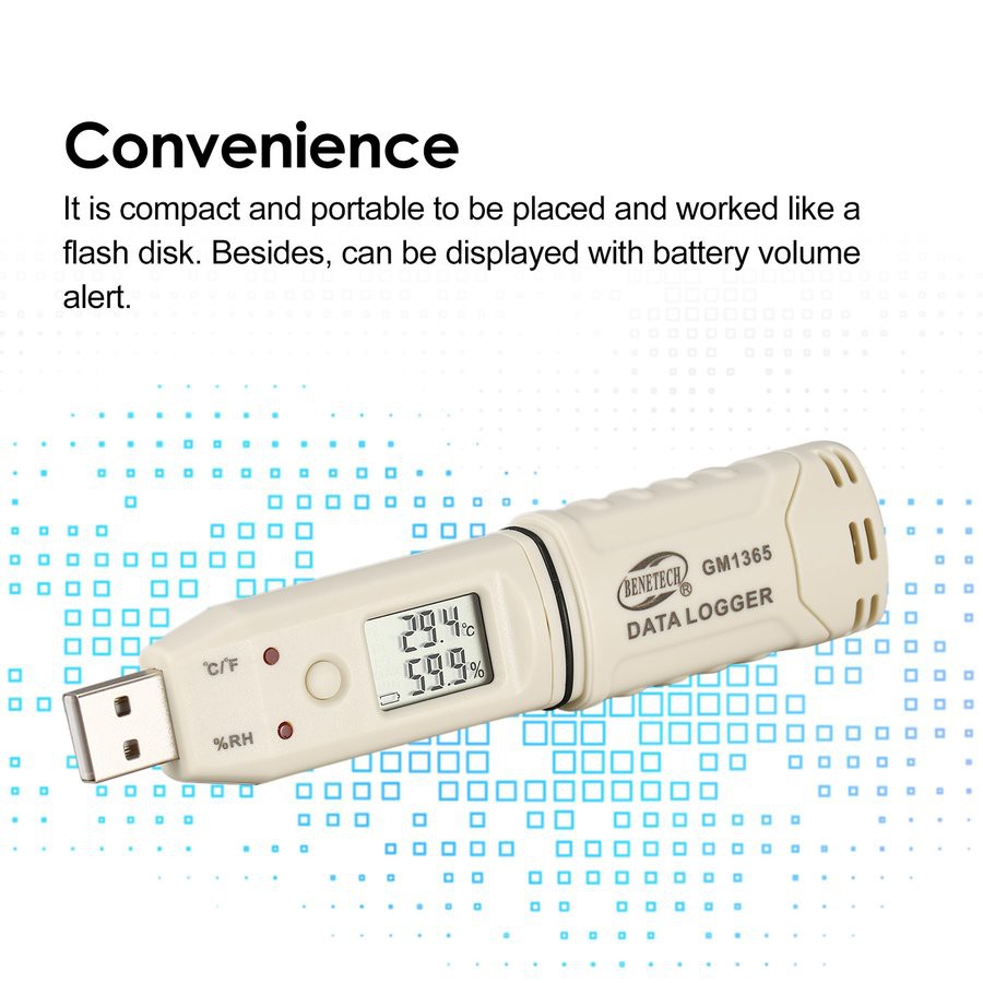 Máy đo độ ẩm và nhiệt độ kỹ thuật số BENETECH GM1365 cổng USB chất lượng cao kèm phụ kiện
