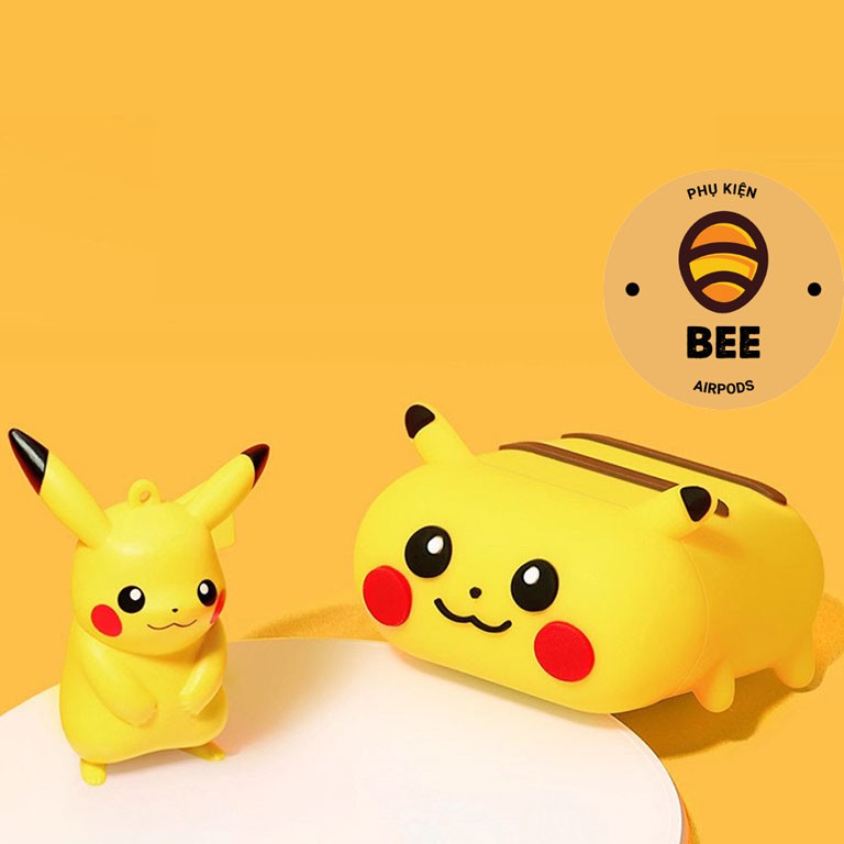 Case Airpod 1 2 Pro Vỏ Bao Đựng Tai Nghe Airpod Hình Pikachu Nằm Siêu Dễ Thương - BEE SHOP